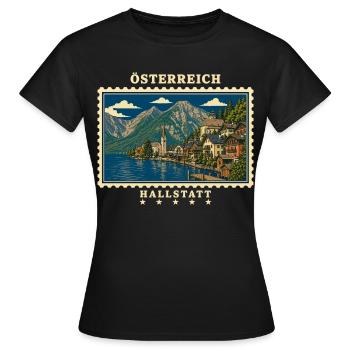 Österreich Hallstatt Vintage Reisemarke - Frauen T-Shirt - Schwarz - Vorne - AI Model Female 172 dark (172cm)