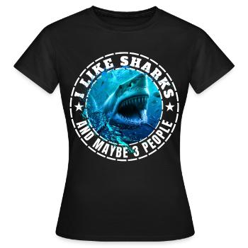 J’AIME LES REQUINS ET PEUT-ÊTRE TROIS PERSONNES - T-shirt Femme - noir - Devant - AI Model Female 172 dark (172cm)