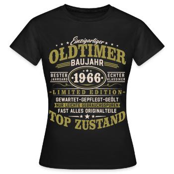 Oldtimer Baujahr 1966 Jahrgang Geburtstag Geschenk - Frauen T-Shirt - Schwarz - Vorne - AI Model Female 172 dark (172cm)