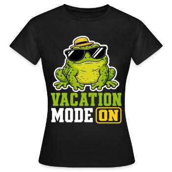 Vacation Mode On Frosch Spruch T-Shirt Lustig - Frauen T-Shirt - Schwarz - Vorne - AI Model Female 172 dark (172cm)