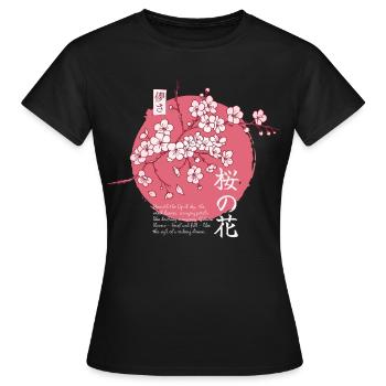 Ephemeral Blossom: Japanese Sakura - Frauen T-Shirt - Schwarz - Vorne - AI Model Female 172 dark (172cm)