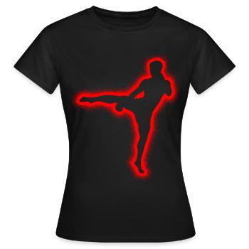 Muay Thai Kampfsport Kickboxer Jungen Kickboxen  - Frauen T-Shirt - Schwarz - Vorne - AI Model Female 172 dark (172cm)