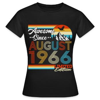Cadeau d’anniversaire rétro vintage d’août 1966 - T-shirt Femme - noir - Devant - AI Model Female 172 dark (172cm)