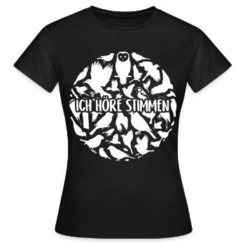 Vogelsilhouetten Vogelstimmen - Frauen T-Shirt - Schwarz - Vorne - AI Model Female 172 dark (172cm)