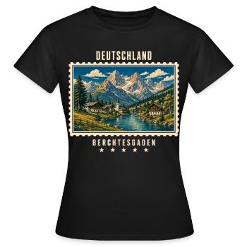 Deutschland Berchtesgaden Vintage Reisemarke - Frauen T-Shirt - Schwarz - Vorne - AI Model Female 172 dark (172cm)