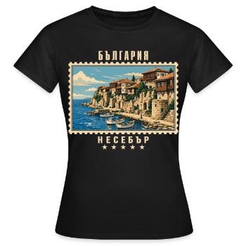 Bulgarien Nessebar Vintage Reisemarke - Frauen T-Shirt - Schwarz - Vorne - AI Model Female 172 dark (172cm)