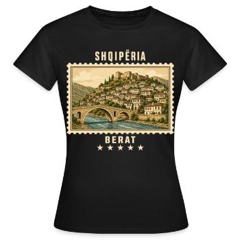 Albanien Berat Vintage Reisemarke - Frauen T-Shirt - Schwarz - Vorne - AI Model Female 172 dark (172cm)