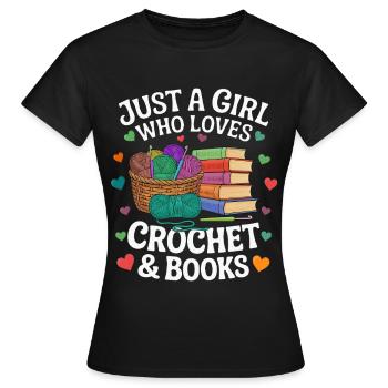 crochet_and_books fille adore le crochet et les livres - T-shirt Femme - noir - Devant - AI Model Female 172 dark (172cm)
