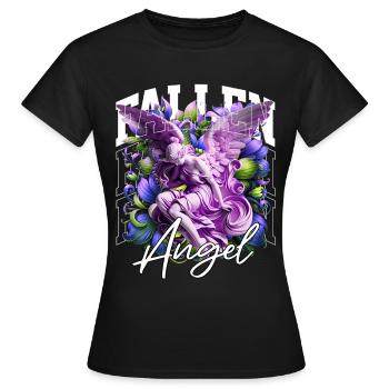 Fallen Angel: Purple Floral Statue - Frauen T-Shirt - Schwarz - Vorne - AI Model Female 172 dark (172cm)