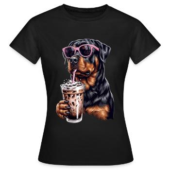 Rottweiler Eiskaffee - Frauen T-Shirt - Schwarz - Vorne - AI Model Female 172 dark (172cm)