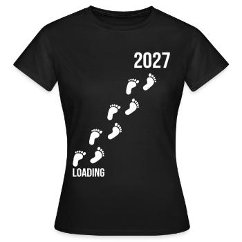 Baby 2027 Footprints Loading - Women's T-Shirt - black - Front - AI Model Female 172 dark (172cm)