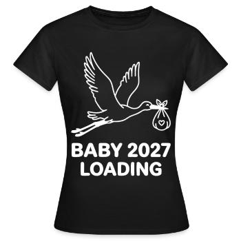Baby 2027 Loading Storch - Frauen T-Shirt - Schwarz - Vorne - AI Model Female 172 dark (172cm)
