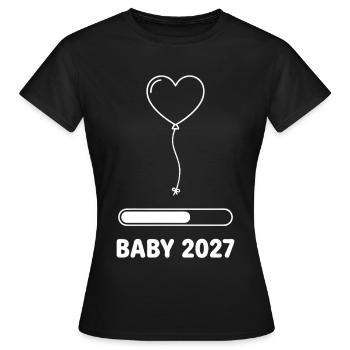 Baby 2027 Herzballon Schwangerschaft - Frauen T-Shirt - Schwarz - Vorne - AI Model Female 172 dark (172cm)