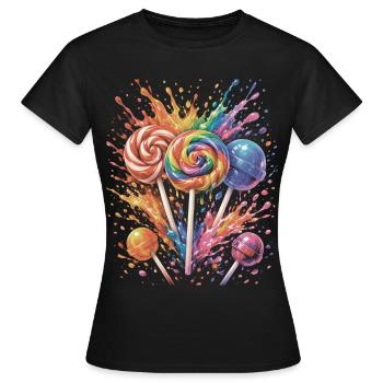 Sucette Bonbon Multicolore Splash Art - T-shirt Femme - noir - Devant - AI Model Female 172 dark (172cm)