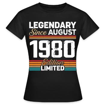 Legendär seit August 1980 Vintage Retro - Frauen T-Shirt - Schwarz - Vorne - AI Model Female 172 dark (172cm)