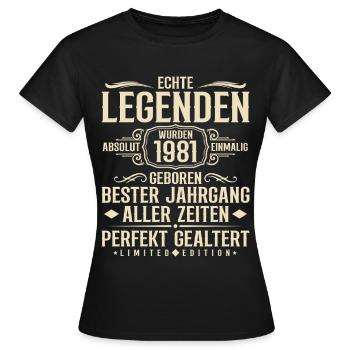 Jahrgang 1981 Geburtstag Absolut Einmalig - Frauen T-Shirt - Schwarz - Vorne - AI Model Female 172 dark (172cm)