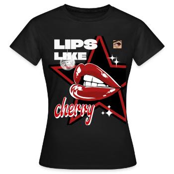 Lippen Shirt – Y2K shirt, vintage look, aesthetic  - Frauen T-Shirt - Schwarz - Vorne - AI Model Female 172 dark (172cm)