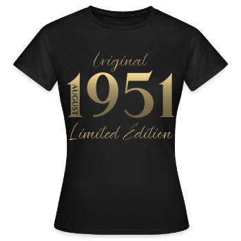 75. Geburtstag Geschenk Original August 1951 - Frauen T-Shirt - Schwarz - Vorne - AI Model Female 172 dark (172cm)