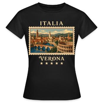 Italien Verona Vintage Reisemarke - Frauen T-Shirt - Schwarz - Vorne - AI Model Female 172 dark (172cm)