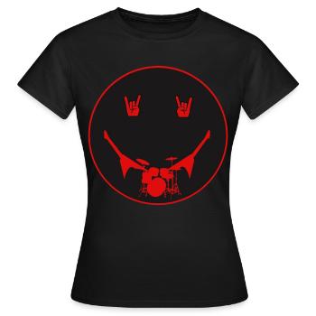 Rocker Drumset Silhouette Hände - Frauen T-Shirt - Schwarz - Vorne - AI Model Female 172 dark (172cm)