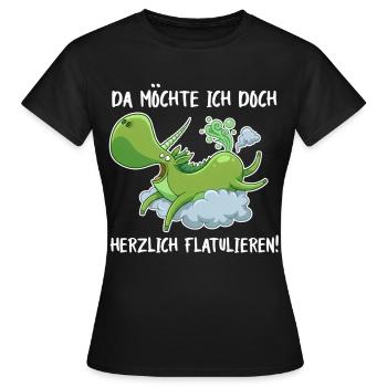 Flatulierendes Einhorn – Lustiger Spruch - Frauen T-Shirt - Schwarz - Vorne - AI Model Female 172 dark (172cm)