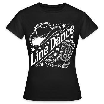 Line Dance Cowboy Motiv Hut Boots - Frauen T-Shirt - Schwarz - Vorne - AI Model Female 172 dark (172cm)