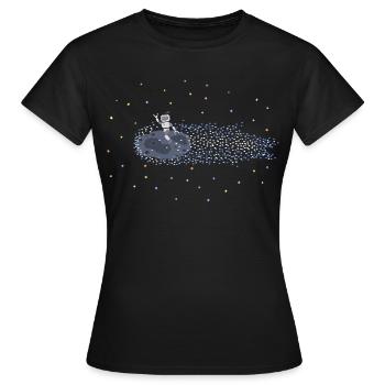 Roboter auf Meteoroid - Frauen T-Shirt - Schwarz - Vorne - AI Model Female 172 dark (172cm)