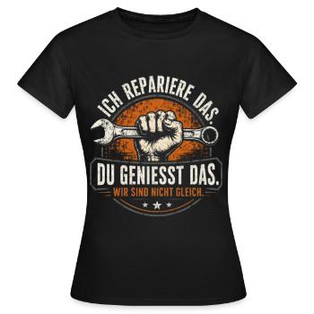 Ich repariere das – Handwerker Vintage - Frauen T-Shirt - Schwarz - Vorne - AI Model Female 172 dark (172cm)