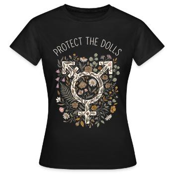 Protect The Dolls Peace Blumen - Frauen T-Shirt - Schwarz - Vorne - AI Model Female 172 dark (172cm)