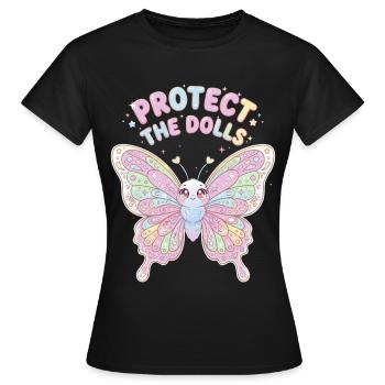 Protect The Dolls Schmetterling - Frauen T-Shirt - Schwarz - Vorne - AI Model Female 172 dark (172cm)