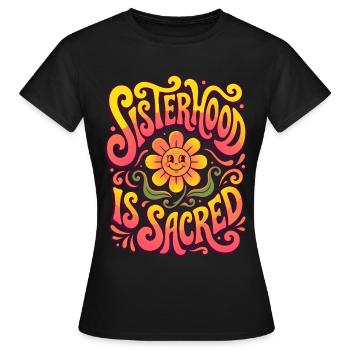La Sororité est une fleur rétro sacrée - T-shirt Femme - noir - Devant - AI Model Female 172 dark (172cm)