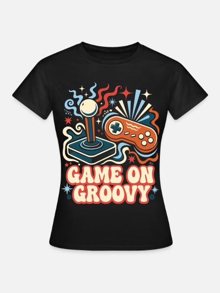 Game On Groovy Retro Gaming - Frauen T-Shirt - Schwarz