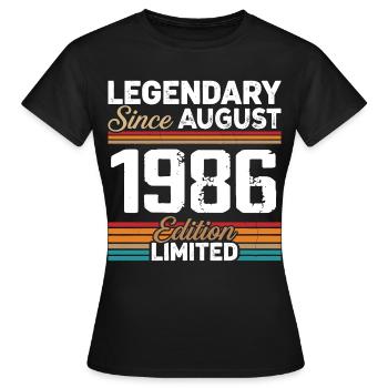 Legendär seit August 1986 Vintage Retro - Frauen T-Shirt - Schwarz - Vorne - AI Model Female 172 dark (172cm)