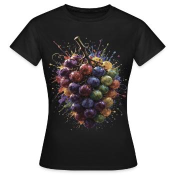 Multicolor Grape Bunch Splash Art - Women's T-Shirt - black - Front - AI Model Female 172 dark (172cm)