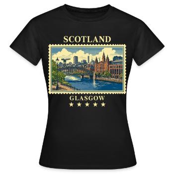 Schottland_Glasgow_Vintage_Reisemarke - Frauen T-Shirt - Schwarz - Vorne - AI Model Female 172 dark (172cm)