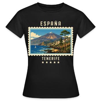 Spanien Teneriffa Vintage Reisemarke - Frauen T-Shirt - Schwarz - Vorne - AI Model Female 172 dark (172cm)