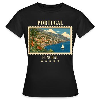 Portugal Funchal Vintage Travel Brand - Women's T-Shirt - black - Front - AI Model Female 172 dark (172cm)