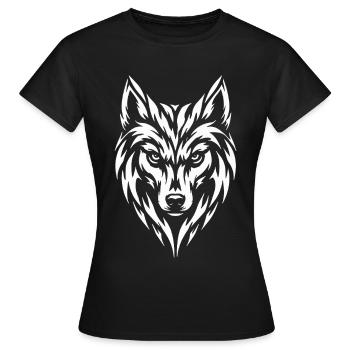 Wolf Tribal Tattoo Style - Frauen T-Shirt - Schwarz - Vorne - AI Model Female 172 dark (172cm)