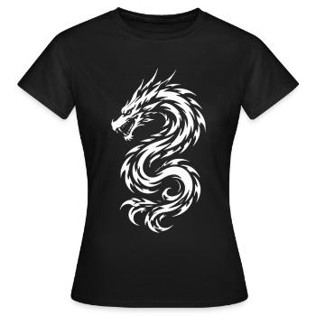 Drache Tribal Tattoo Style Style - Frauen T-Shirt - Schwarz - Vorne - AI Model Female 172 dark (172cm)