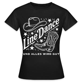 Line Dance Cowboy Flair - Frauen T-Shirt - Schwarz - Vorne - AI Model Female 172 dark (172cm)