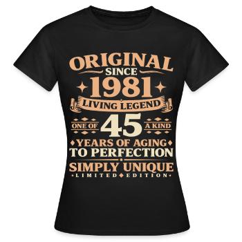 Year of construction 1981 Birthday 45 years vintage - Women's T-Shirt - black - Front - AI Model Female 172 dark (172cm)