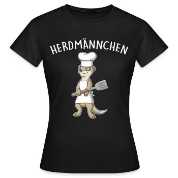 Herdmännchen – Erdmännchen am Grill - Frauen T-Shirt - Schwarz - Vorne - AI Model Female 172 dark (172cm)