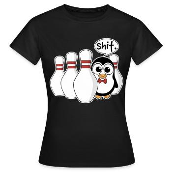 Pinguin im Kegel – Shit Moment Shirt - Frauen T-Shirt - Schwarz - Vorne - AI Model Female 172 dark (172cm)