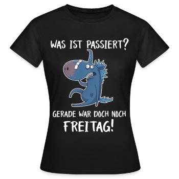 Gerade war doch Freitag – Einhorn Party - Frauen T-Shirt - Schwarz - Vorne - AI Model Female 172 dark (172cm)