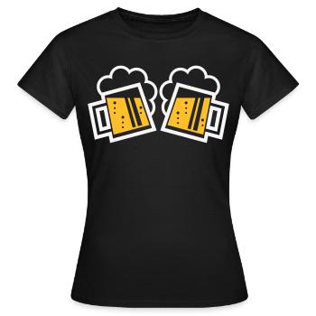 2 Bayrische Bierkrüge Prosten (Bier / NEG 2C) - Frauen T-Shirt - Schwarz - Vorne - AI Model Female 172 dark (172cm)