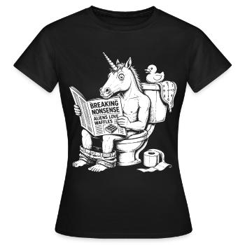 Nonsens Motiv mit Einhorn - Frauen T-Shirt - Schwarz - Vorne - AI Model Female 172 dark (172cm)