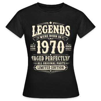 56. Geburtstag Geschenk Mann 1970 Vintage Retro - Frauen T-Shirt - Schwarz - Vorne - AI Model Female 172 dark (172cm)