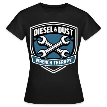 Diesel & Dust Wrench Therapy Schrauber Motiv - Frauen T-Shirt - Schwarz - Vorne - AI Model Female 172 dark (172cm)