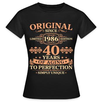 Original since 1986 Birthday 40 Years - Frauen T-Shirt - Schwarz - Vorne - AI Model Female 172 dark (172cm)