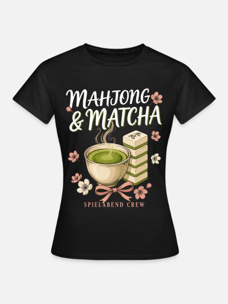 Mahjong & Matcha Spielabend - Frauen T-Shirt - Schwarz